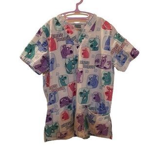 Sz S Vtg 1990s Y2K Cartoon Netork Scooby Doo Wear RU Scrub Top EXPRESS YOURSELF